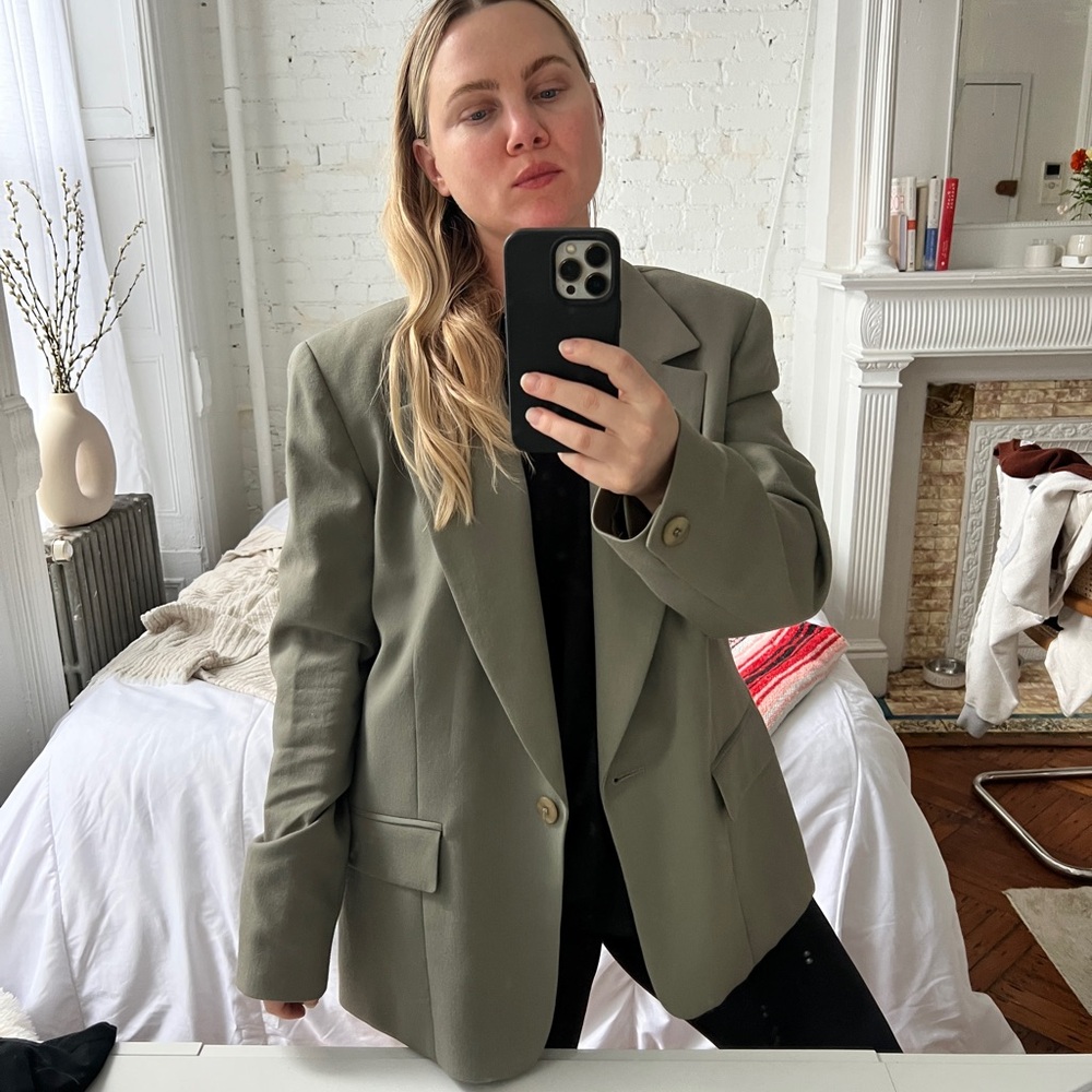 PENDLETON khaki green Wool Classic Blazer - Size 14 - Picture 5 of 7